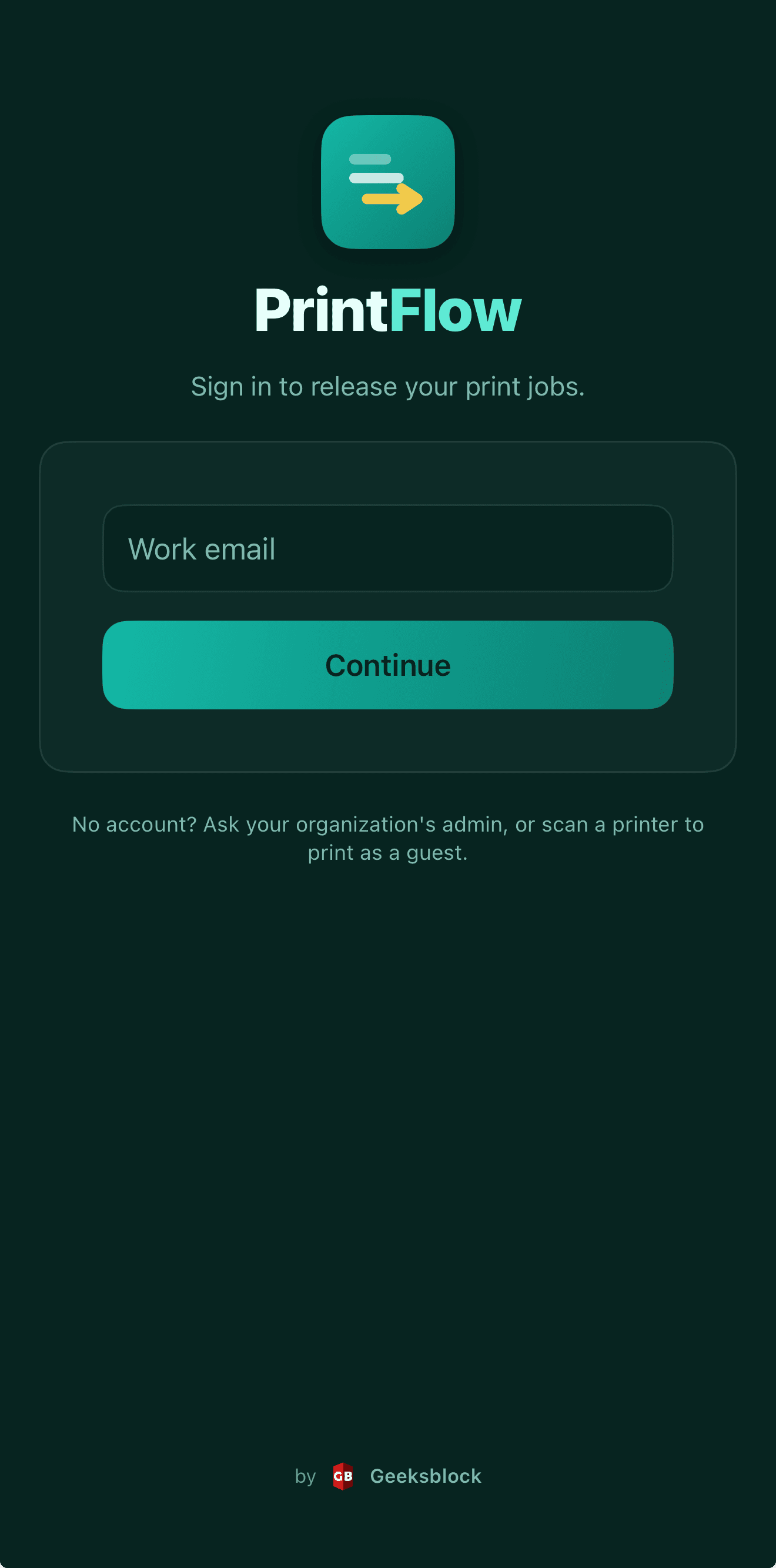 PrintFlow iOS — Sign in
